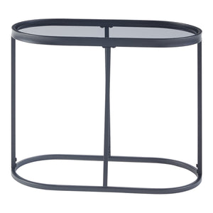Table d'appoint Luleå avec plateau en verre Noir [en.casa]