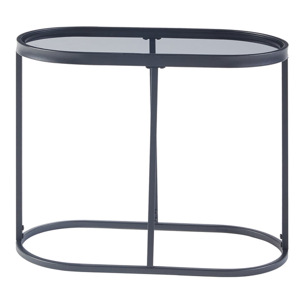 Table d'appoint Luleå avec plateau en verre Noir [en.casa]