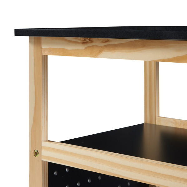 Chariot Dønna 61x51x36cm Noir/Couleur bois [en.casa]