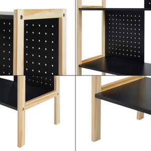 Bibliothèque Dønna à 3 niveaux MDF 120 x 63 x 28 cm noir effet bois [en.casa]