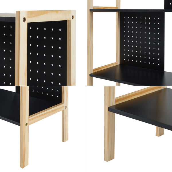 Bibliothèque Dønna à 3 niveaux MDF 120 x 63 x 28 cm noir effet bois [en.casa]