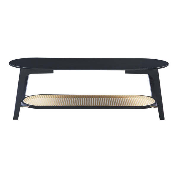 Table basse Taivalkoski 120x43x40 cm Noir/Aspect rotin [en.casa]