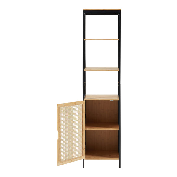 Armoire haute Tervola 172x40x35cm Bambou Noir [en.casa]