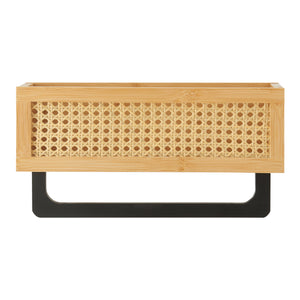 Étagère murale Tervola 36 x 13 x 19 cm naturel effet rotin noir [en.casa]