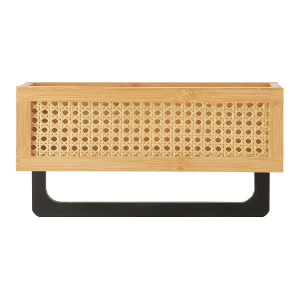 Étagère murale Tervola 36 x 13 x 19 cm naturel effet rotin noir [en.casa]