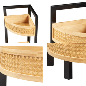 Étagère d'angle Tervola 80x23x23 cm Noir/Bambou [en.casa]
