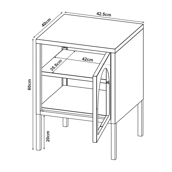 Table de nuit Karlskrona 60x42,5x40 cm Noir, mat [en.casa]
