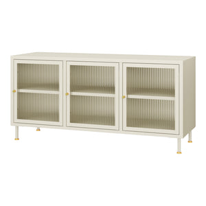 Meuble TV Lindau Acier 120x40x59 cm Crème blanc [en.casa]