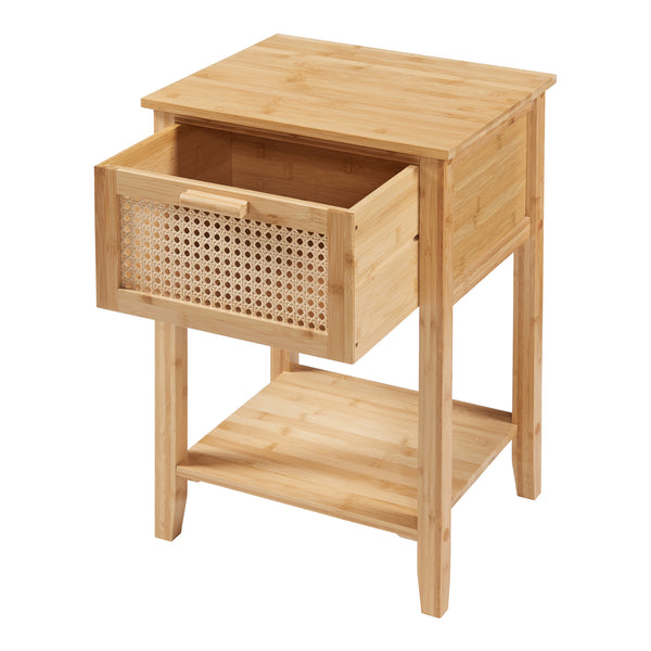 Table de chevet Leirfjord 60x40x35 cm Bambou Naturel [en.casa]