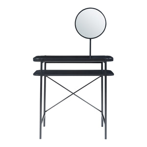 Coiffeuse Hjelmeland avec miroir 129x80x44 cm Noir [en.casa]