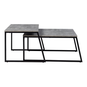 Table d'appoint Hyllestad lot de 2 Noir/effet béton [en.casa]