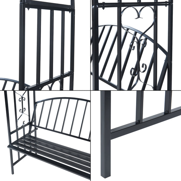 Arche de rose Barile avec banc Noir [casa.pro]