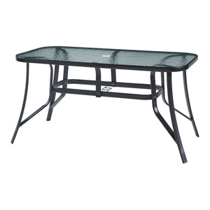 Salon de jardin 7 pièces Aradeo avec table à manger et 6 chaises acier verre trempé textilène casa.pro
