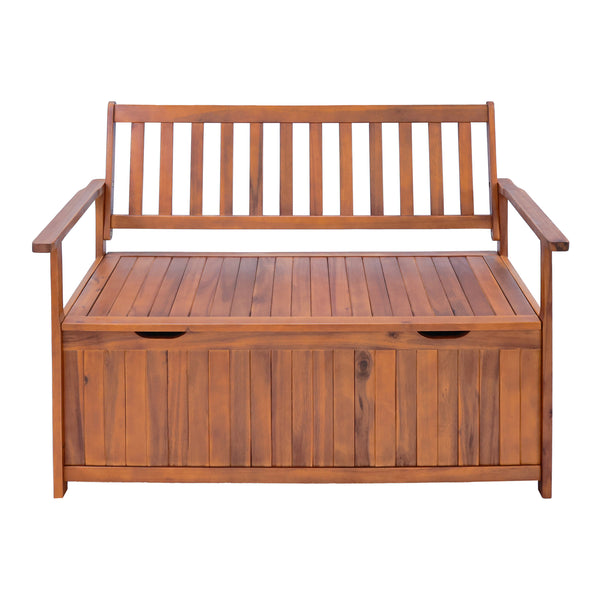 Banc de jardin Avezzano bois d'acacia 130 x 60 x 88 cm naturel Certifié FSC® [en.casa]