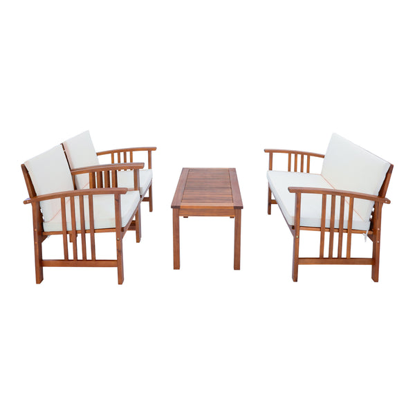 Ensemble de mobilier de jardin Brissogne 4 pièces en bois d'acacia certifié FSC® [en.casa]