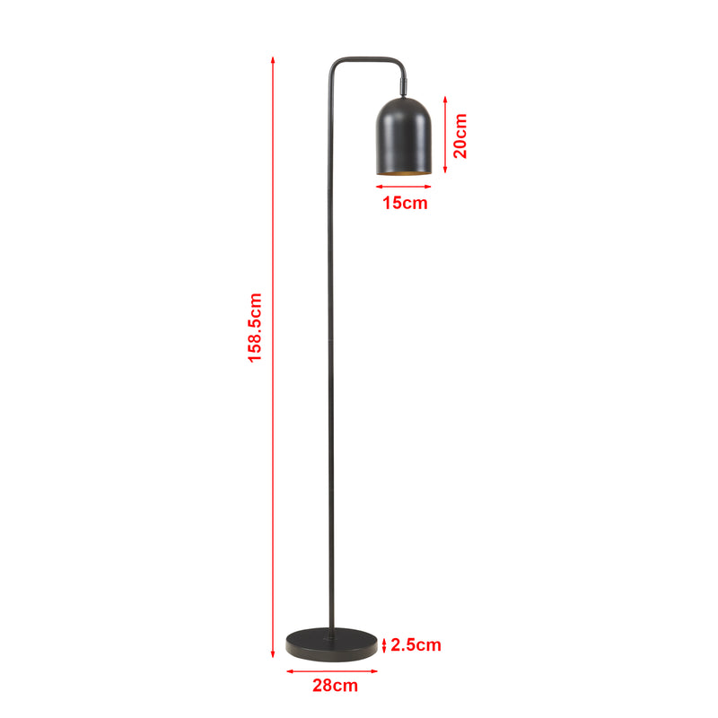 Croquis coté Lampadaire Barnard métal 159 cm noir lux.pro