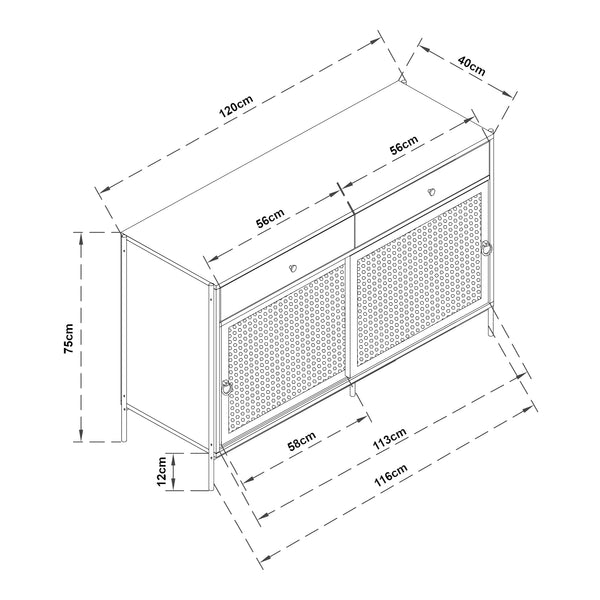Meuble TV Tysnes 120x40x75 cm Chêne/Noir [en.casa]