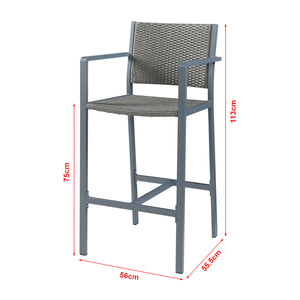 Lot de 2 tabourets de bar pour extérieur Avise hauteur d'assise 75 cm anthracite gris foncé casa.pro