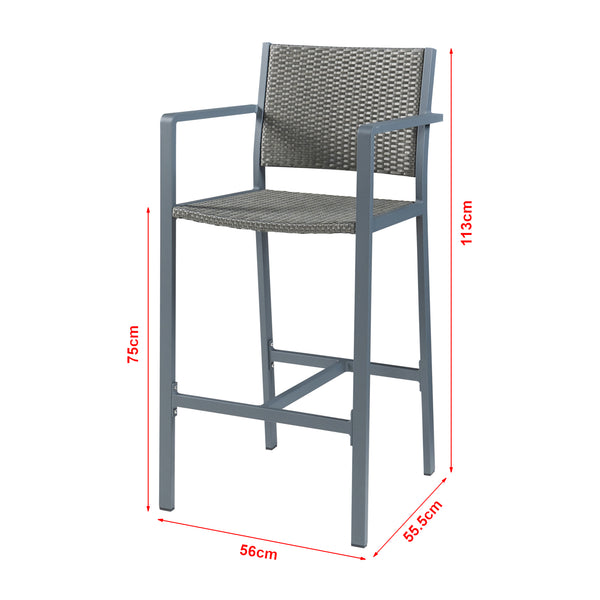 Lot de 2 tabourets de bar pour extérieur Avise hauteur d'assise 75 cm anthracite gris foncé casa.pro