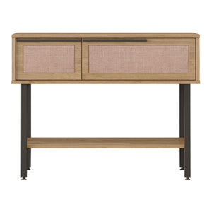 Console Kvænangen 100x30x76 cm Chêne/Aspect rotin [en.casa]