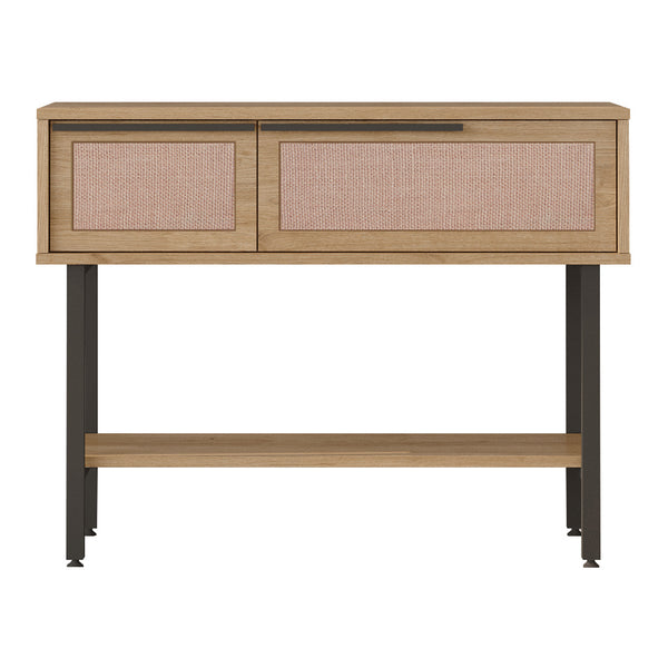 Console Kvænangen 100x30x76 cm Chêne/Aspect rotin [en.casa]
