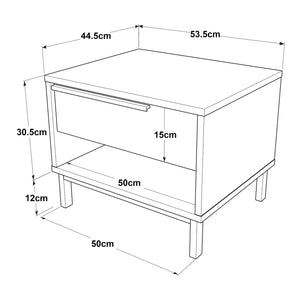 Table de chevet Kvænangen 43x54x45 cm aspect chêne/rotin [en.casa]