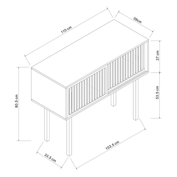 Table console Ørland bambou 110 x 39 x 81 cm naturel [en.casa]