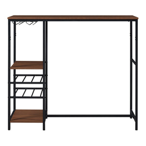 Table de bar Stjørdal avec étagère à bouteilles Noir/Aspect noyer [en.casa]