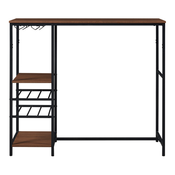 Table de bar Stjørdal avec étagère à bouteilles Noir/Aspect noyer [en.casa]