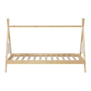 Lit tipi Siikajoki avec matelas 90x200cm Bois de pin naturel [en.casa]