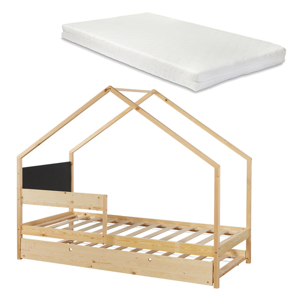 Lit maison Sodankylä avec lit gigogne et matelas 90x200cm [en.casa]