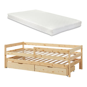 Lit superposé Sonkajärvi avec matelas 90x200cm Nature [en.casa]