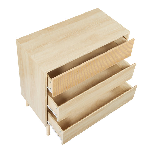 Commode Landskrona 80x80x40 cm avec 3 tiroirs aspect chêne [en.casa]