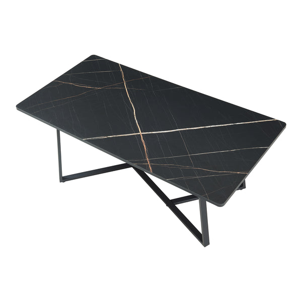 Table basse Riskiften 120x60x48 cm aspect marbre, noir [en.casa]