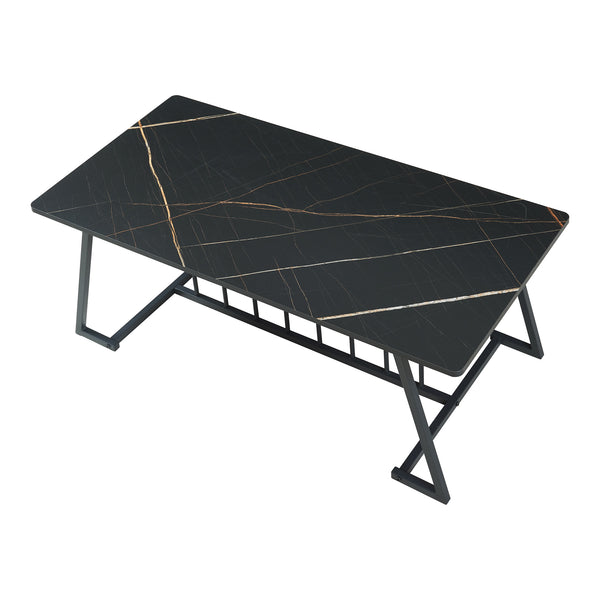 Table basse Nospoo 120x60x46 cm aspect marbre, noir [en.casa]