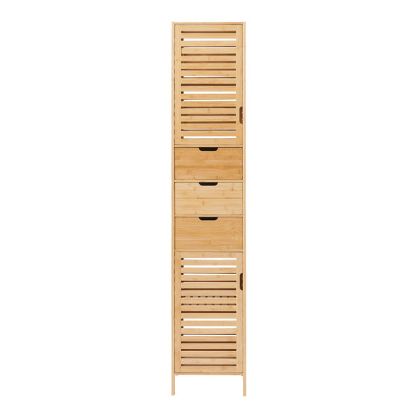 Armoire haute Boksereys 180x35x35 cm Bambou [en.casa]