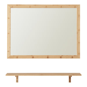 Miroir mural avec étagère en set Boksereys Bambou Nature [en.casa]