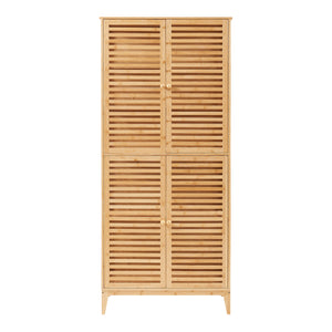 Armoire de salle de bain Raurgela bambou 180 x 80 x 40 cm naturel [en.casa]
