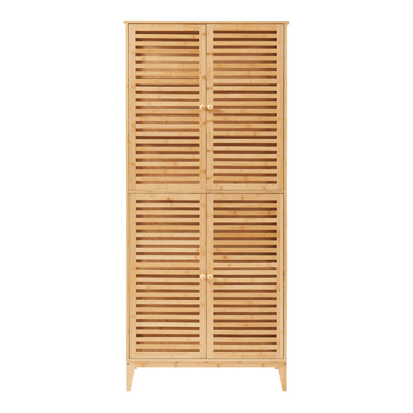 Armoire de salle de bain Raurgela bambou 180 x 80 x 40 cm naturel [en.casa]