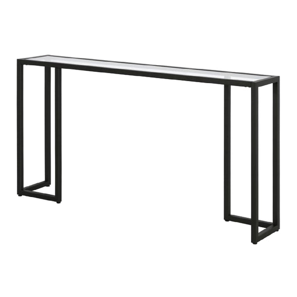 Console Ouby avec plateau en verre 120x25x73 cm Noir [en.casa]