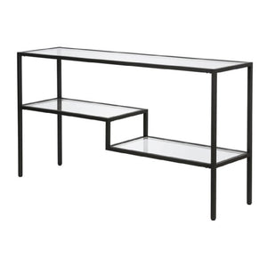 Console Videnel avec plateau en verre 120x30x76 cm Noir [en.casa]