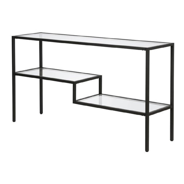 Console Videnel avec plateau en verre 120x30x76 cm Noir [en.casa]