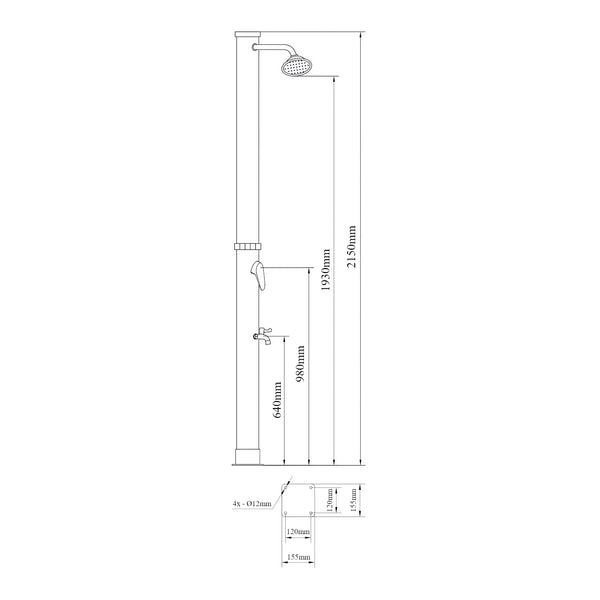 Solardusche Frerievn mit Fußdusche 215 cm 18L  [casa.pro]