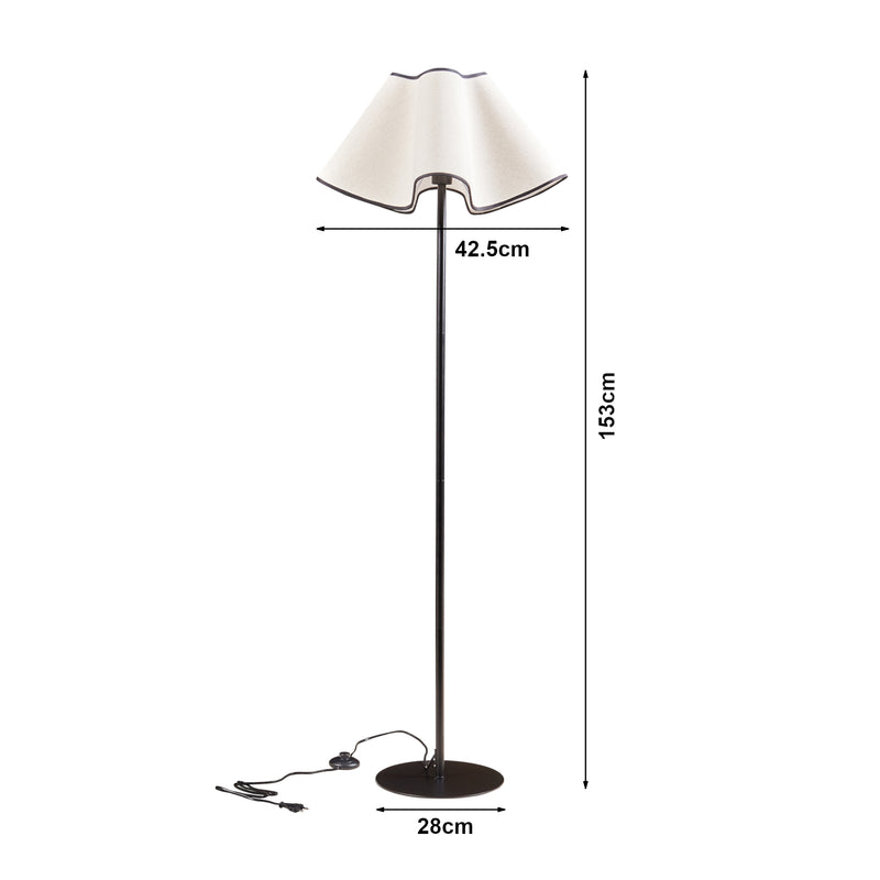 Croquis coté  Lampadaire Ashton hauteur 153 cm noir / blanc lux.pro

