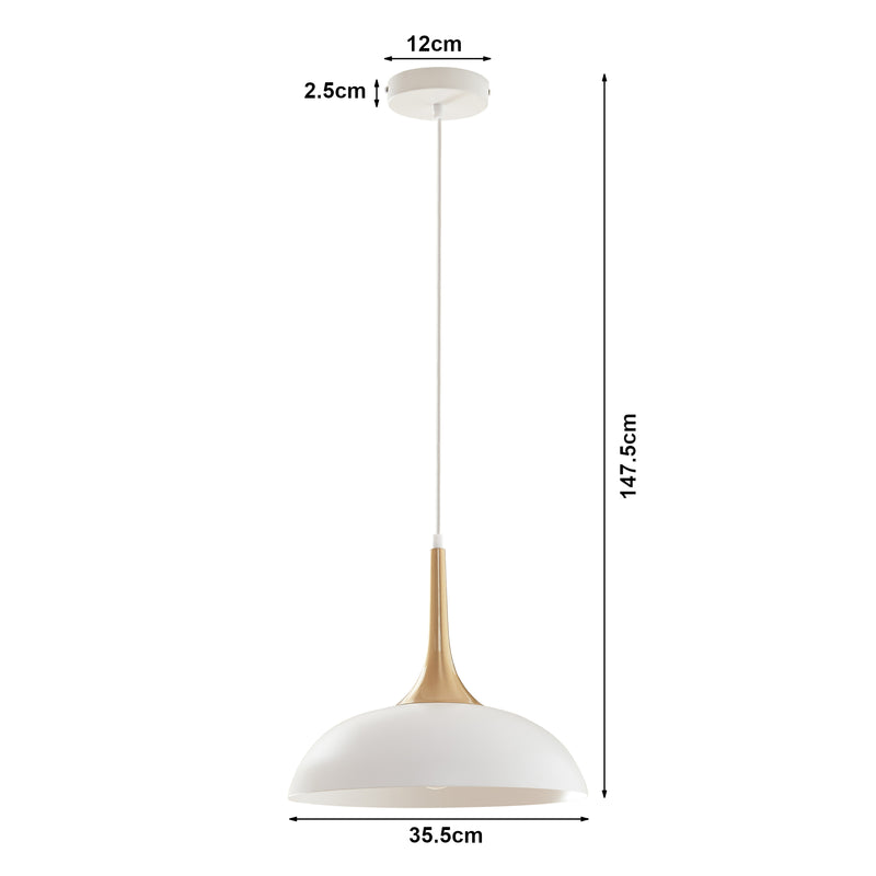 Croquis coté Suspension Blairgowrie métal blanc / couleur laiton lux.pro 