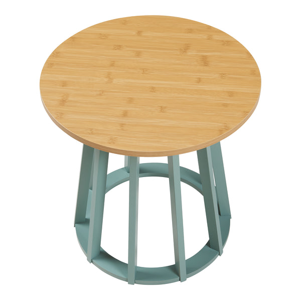 Table d'appoint Lensuu 48xØ48 cm Vert pastel/Chêne [en.casa]