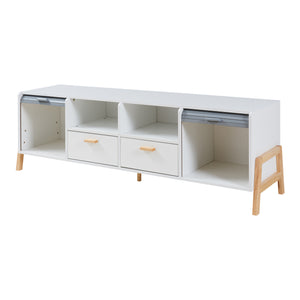 Meuble TV Kvaefjord 160x40x52 cm Blanc/Gris [en.casa]