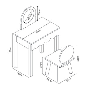 Table de maquillage pour enfants avec chaise Vestnes rose blanc [en.casa] 