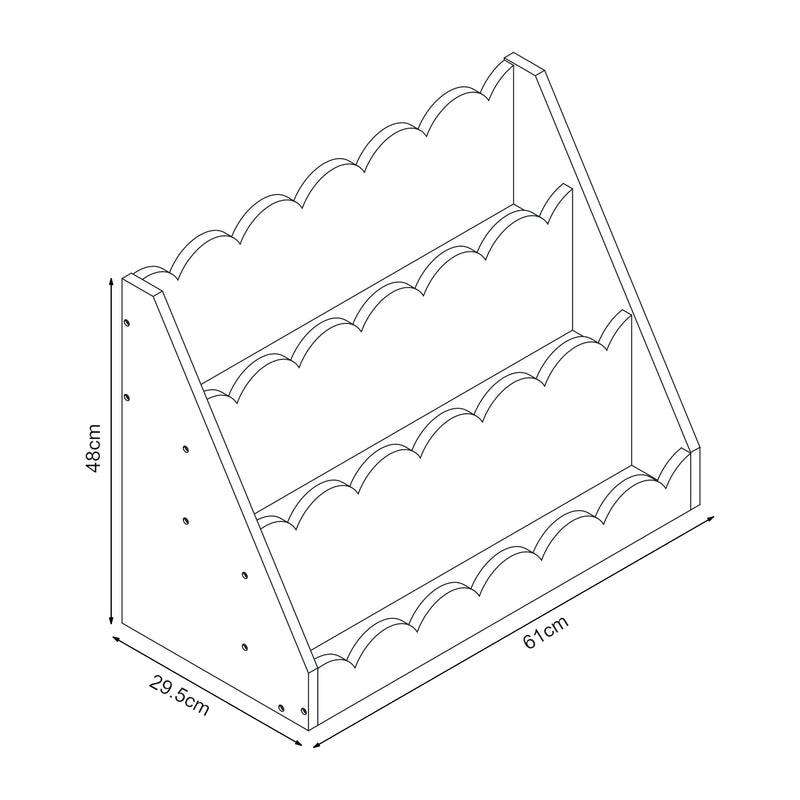 Croquis coté Étagère pour enfant Vestnes 48 x 61 x 30 cm rose blanc [en.casa] 