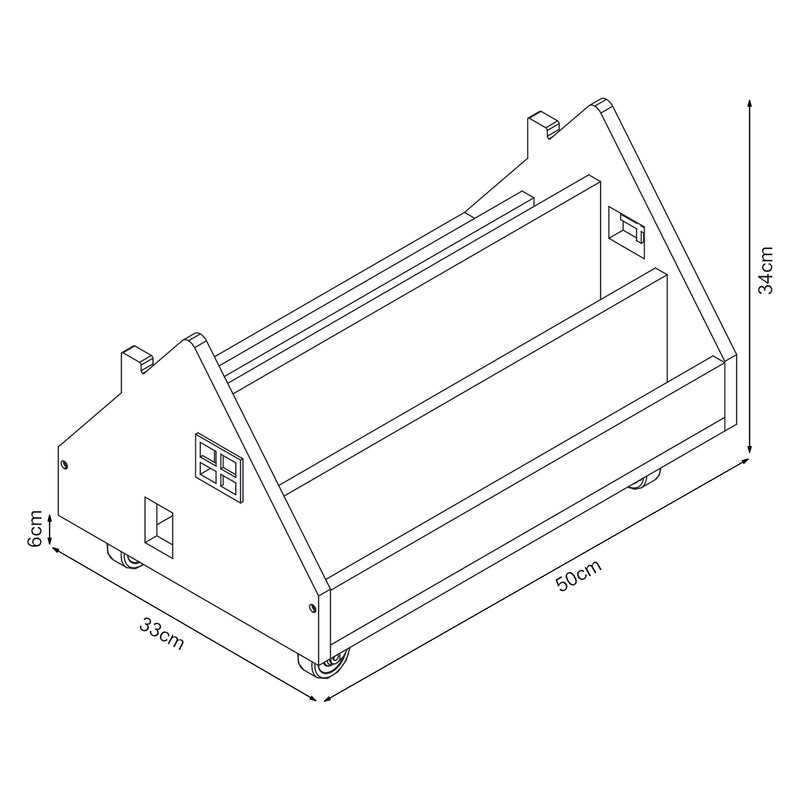 Croquis coté Étagère mobile pour enfants Vipsali vert menthe / blanc [en.casa] 